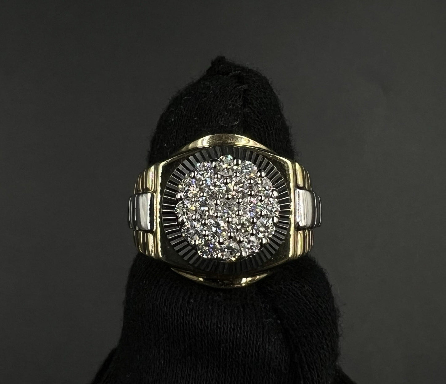 10K Solid Two-Tone Gold Natural Diamond Cluster Rolex Ring ~1ct 10.04g | Size 10