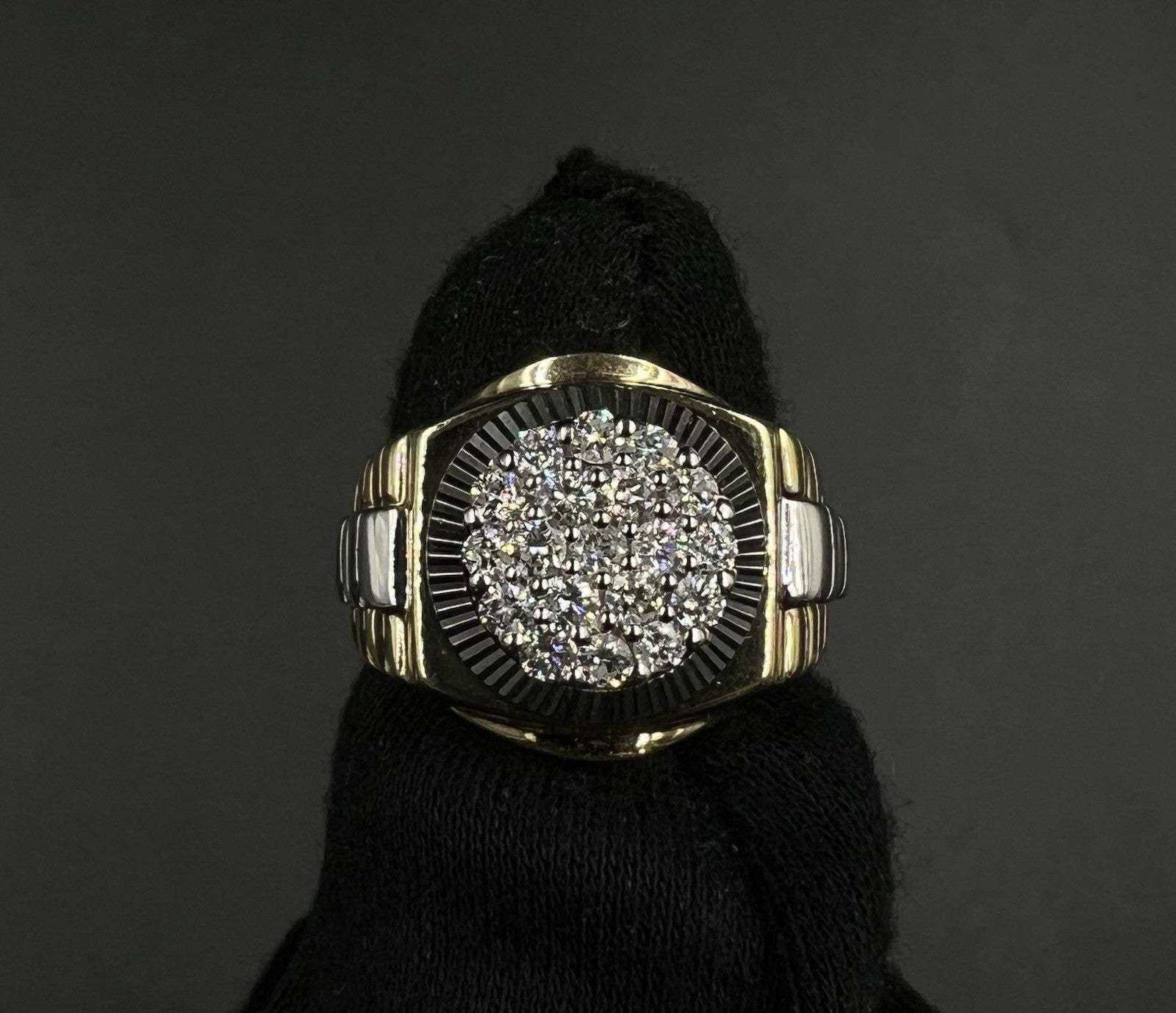 10K Solid Two-Tone Gold Natural Diamond Cluster Rolex Ring ~1ct 10.04g | Size 10