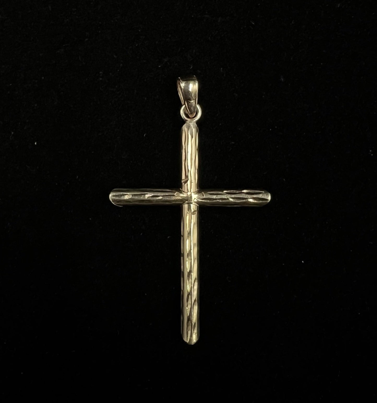 1.01” x 1.71” 10K Hollow Yellow Gold Diamond Cut Cross Pendant 1.66g Fits 2.5MM