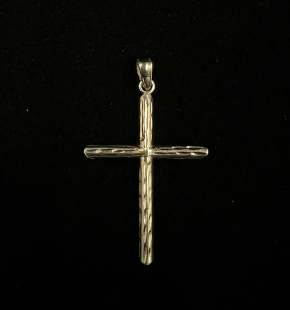 1.01” x 1.71” 10K Hollow Yellow Gold Diamond Cut Cross Pendant 1.66g Fits 2.5MM
