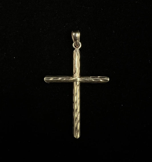 1.01” x 1.71” 10K Hollow Yellow Gold Diamond Cut Cross Pendant 1.66g Fits 2.5MM