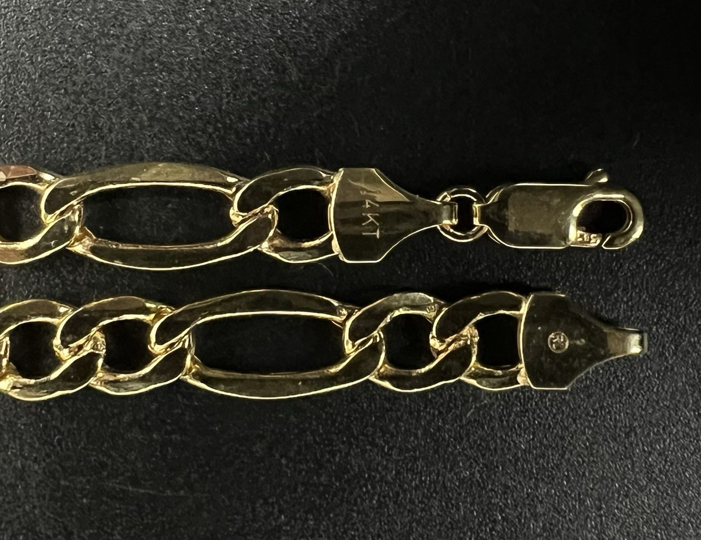 22” 14k Hollow Yellow Gold Diamond Cut Figaro Chain 10.74g | 7mm | Italy Lobster
