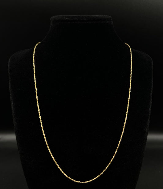 19.5” 14K Solid Yellow Gold Braided Rope Chain 2.96g | 1.2mm | Spring Ring Italy