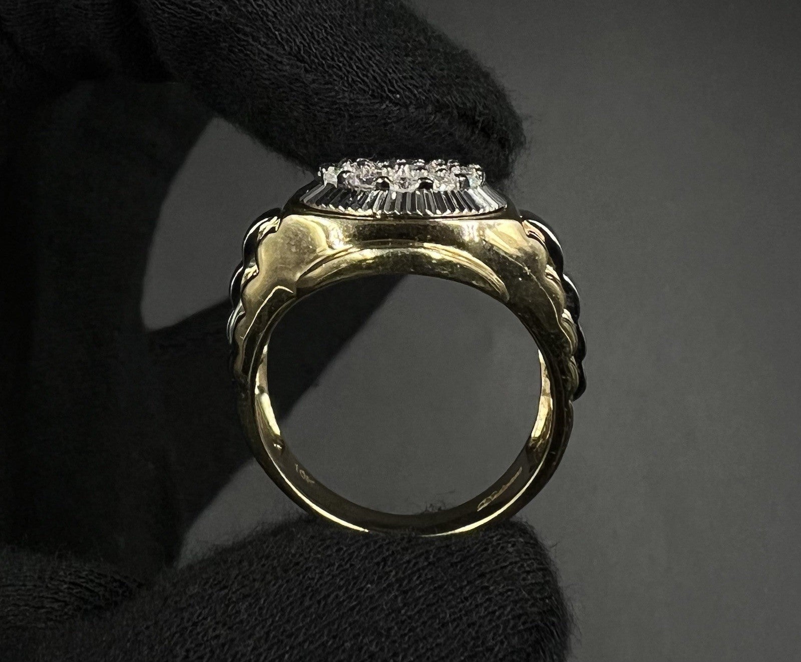 10K Solid Two-Tone Gold Natural Diamond Cluster Rolex Ring ~1ct 10.04g | Size 10