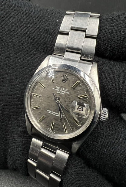 Vintage Rolex Date 1500 Steel 34mm Slate Grey Brushed Dial c.1970 Watch
