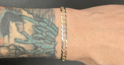 7.25” 14K Semi-Solid Tri-Tone Gold Diamond Cut Curb Bracelet | 6.36g | 5.6MM |