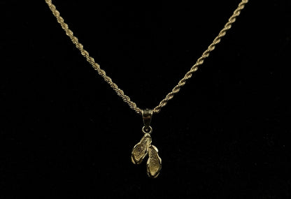 .4” x .8” 14K Solid Yellow Gold Diamond Cut Flip Flop Pendant .98g | 3.5MM Bail