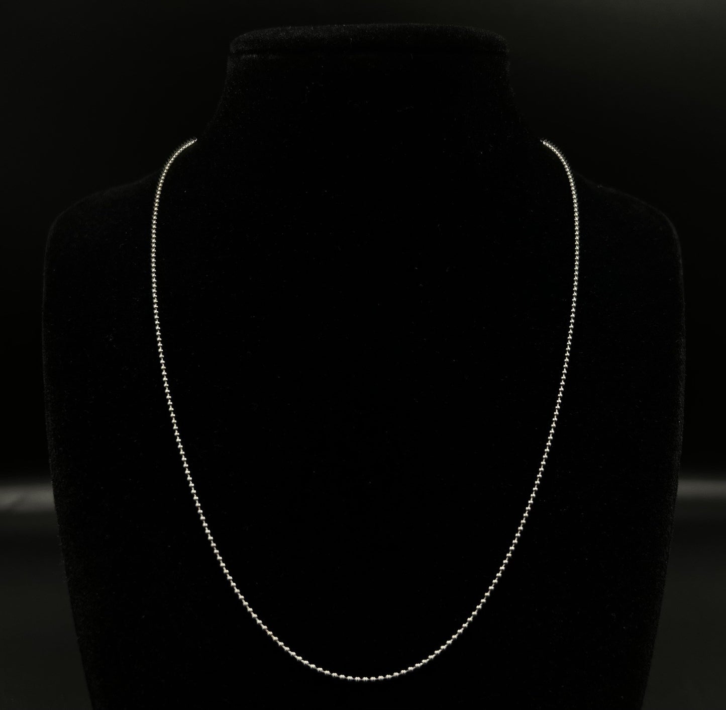 18” 14K Semi-Solid White Gold Ball Chain | 2.61g | 1.2MM | Italy | Lobster |