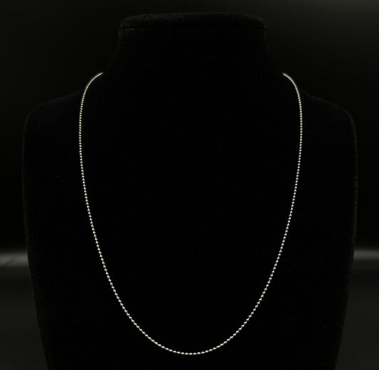 18” 14K Semi-Solid White Gold Ball Chain | 2.61g | 1.2MM | Italy | Lobster |