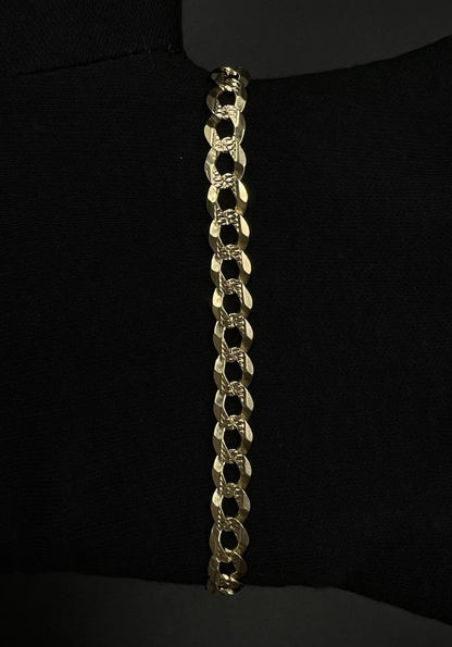 9” 14K Yellow Gold Diamond Cut Cuban Bracelet | 12.3g | 7MM | Italy | Lobster