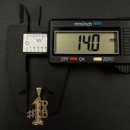 0.55” 14k Solid Yellow Gold Diamond-Cut #1 Dad Pendant | 1g | 3mm X 5.5mm Bail |