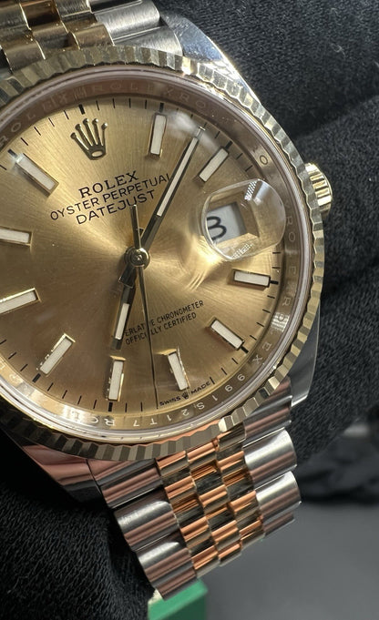 Rolex Datejust 36mm 126233 Champagne Dial 2021 Jubilee Two-Tone 18k SS Box Card
