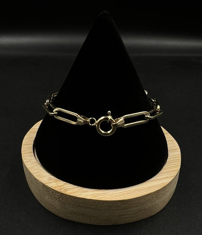 7.75” 14K Hollow Yellow Gold Paper Clip Bracelet | 5.42g | 5.8mm | Lobster Clasp