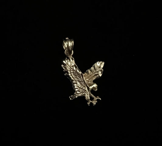 .6” x 1.06” 10K Semi-Solid Gold Diamond Cut Eagle Pendant | 1.5g | 3.5MM | CG |