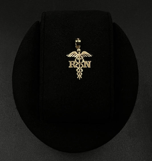 .58” x .9” 10K Semi-Solid Yellow Gold Diamond Cut RN Pendant | .54g | 3.2mm Bail