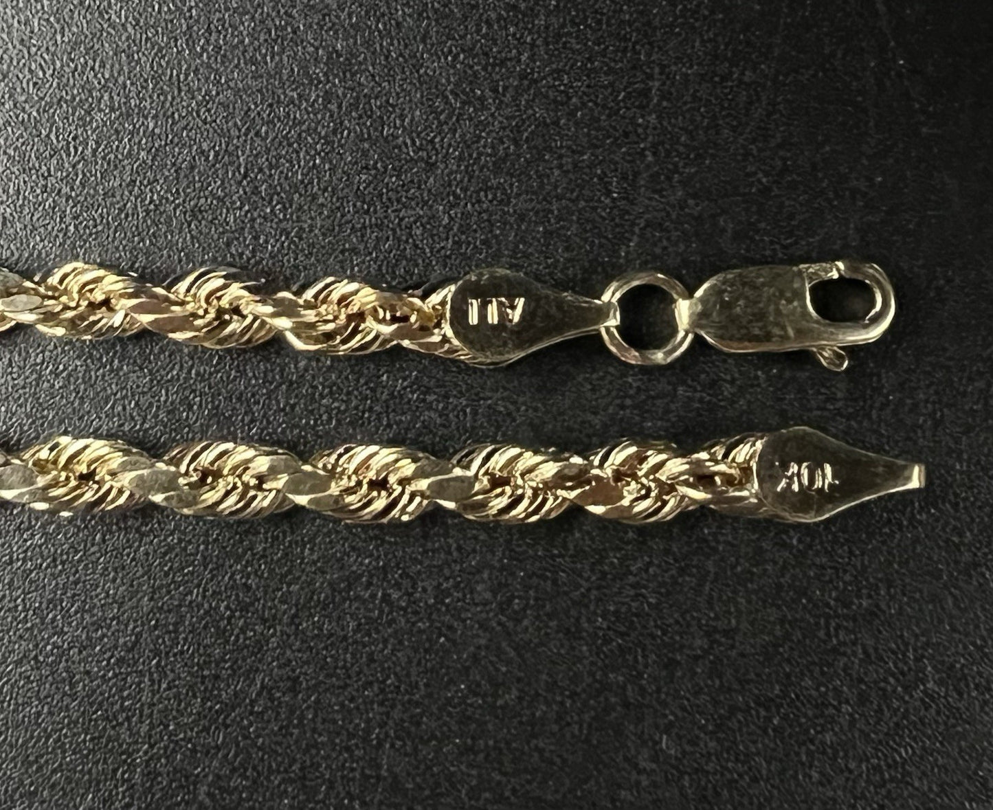 26” 10K Hollow Yellow Gold Diamond Cut Rope Chain | 7g | 3.5MM | Lobster Clasp |