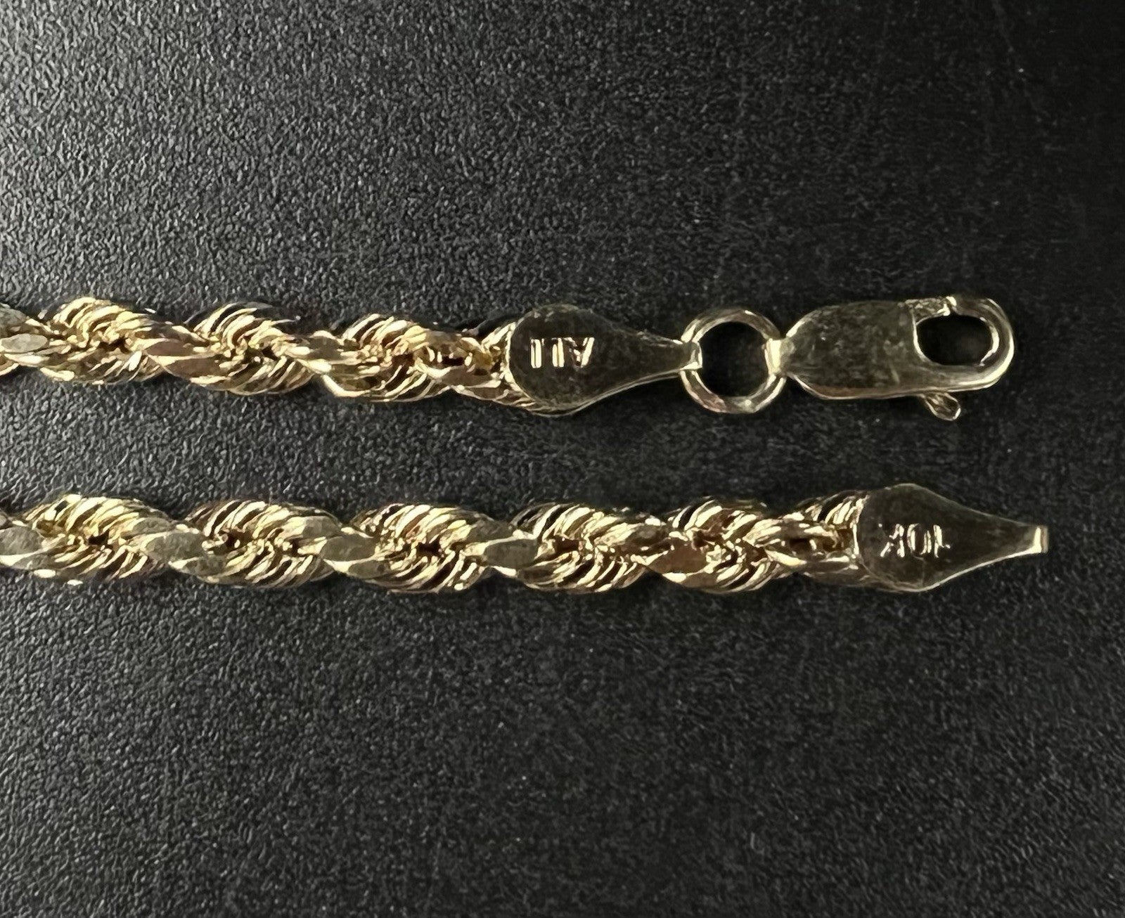 26” 10K Hollow Yellow Gold Diamond Cut Rope Chain | 7g | 3.5MM | Lobster Clasp |