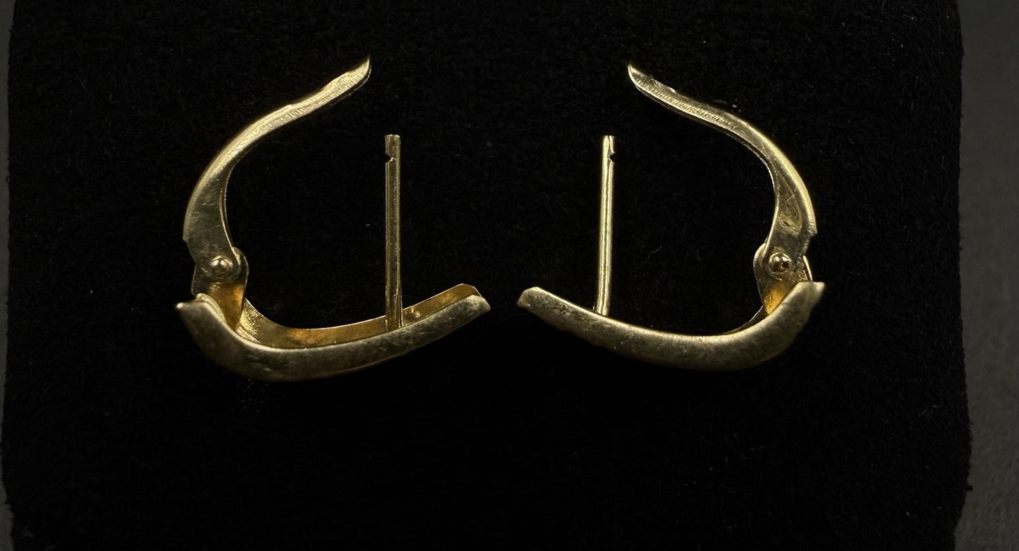 14k Solid Yellow Gold Diamond Cut Greek Key Earrings || 1.76g || 9.8mm Wide ||