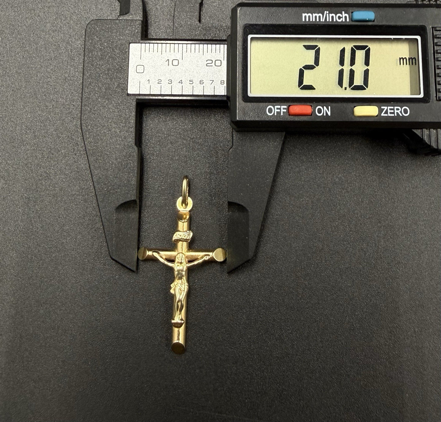 .83” x 1.6” 14k Hollow Yellow Gold Crucifix Pendant | 1.86g | 3.2mm x 6mm Bail