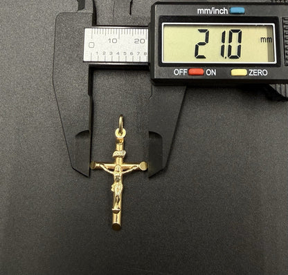 .83” x 1.6” 14k Hollow Yellow Gold Crucifix Pendant | 1.86g | 3.2mm x 6mm Bail
