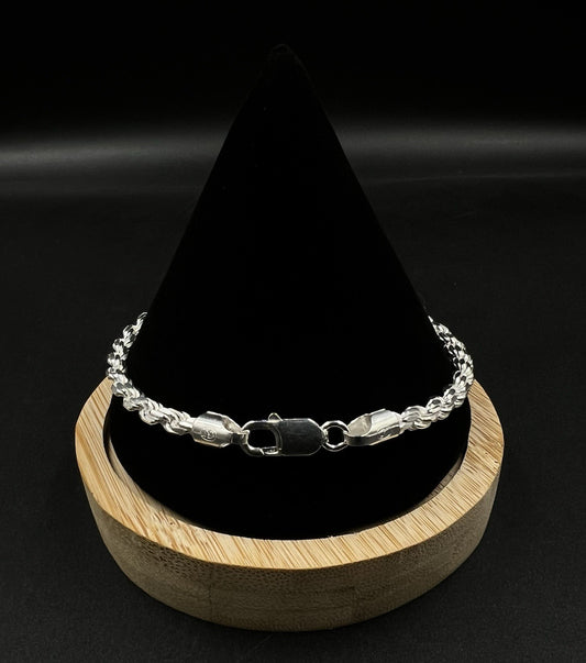 9” 925 Solid Sterling Silver Diamond Cut Rope Bracelet | 17.15g | 4.8mm | Italy
