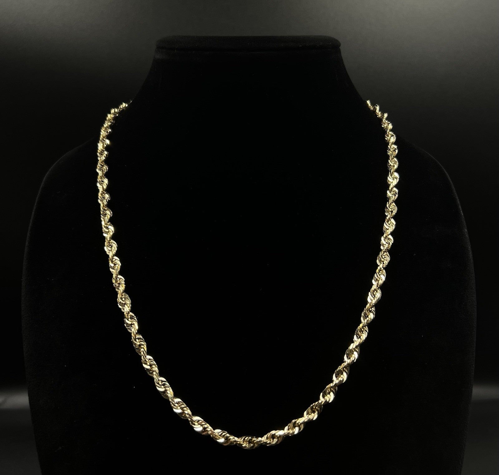 22.75” 10K Solid Yellow Gold Diamond Cut Rope Chain | 36.07g | 5.4MM | Lobster |