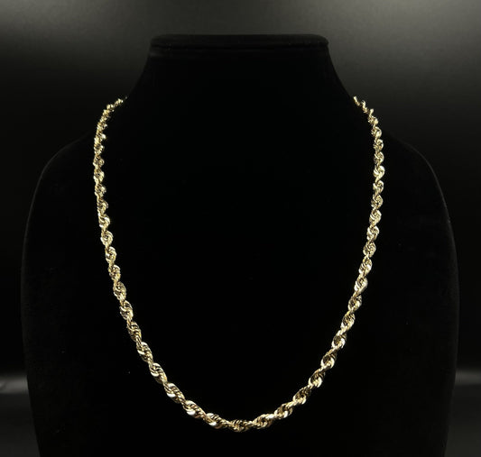 22.75” 10K Solid Yellow Gold Diamond Cut Rope Chain | 36.07g | 5.4MM | Lobster |