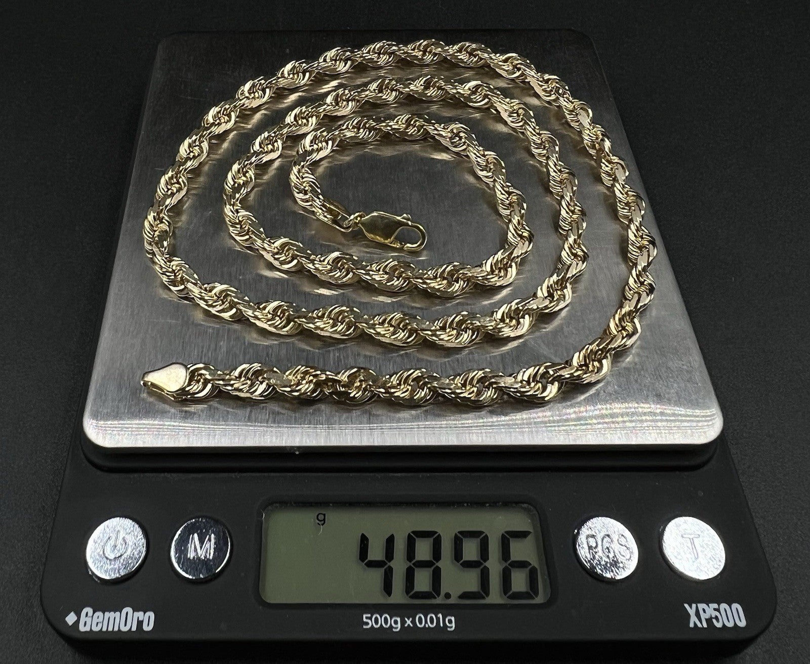 24” 10K Solid Yellow Gold Diamond Cut Rope Chain | 48.93g | 5.5mm | Lobster |