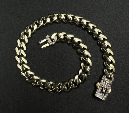 8” 14K Semi-Solid Yellow Gold Monaco Cuban Bracelet 10.17g | 6.7mm CZ Box Clasp