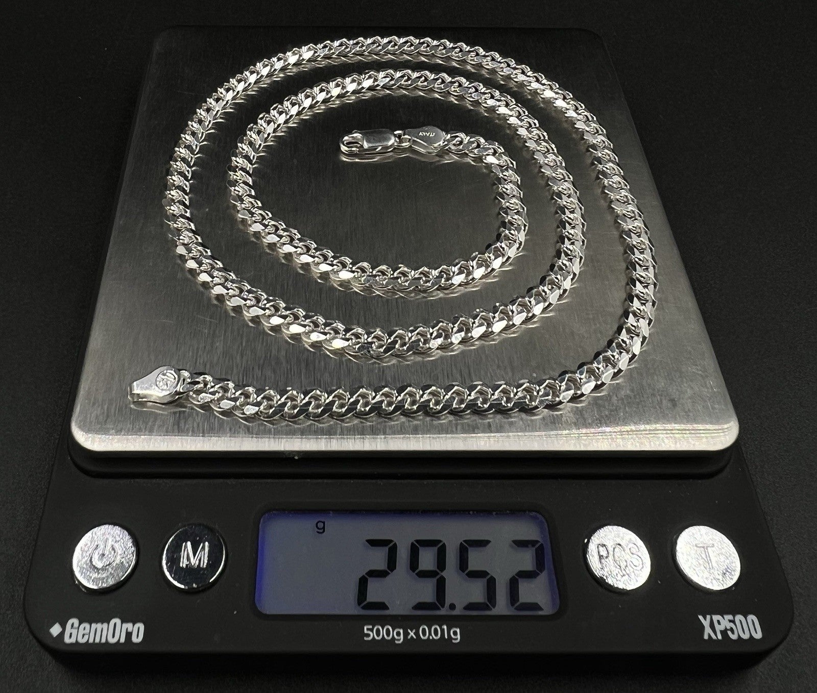 22” 925 Solid Sterling Silver Diamond Cut Miami Cuban Chain 29.51g | 4.8mm Italy