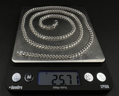26” 925 Solid Sterling Silver Diamond Cut Miami Cuban Chain 25.69g | 4.5mm Italy