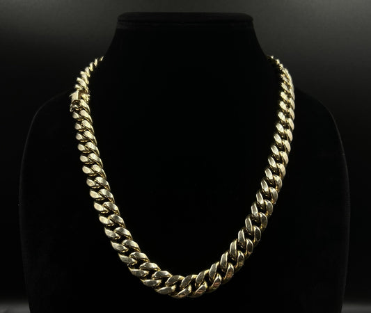 22” 10K Semi-Solid Yellow Gold Miami Cuban Chain | 84.45g | 13mm | Box Clasp |