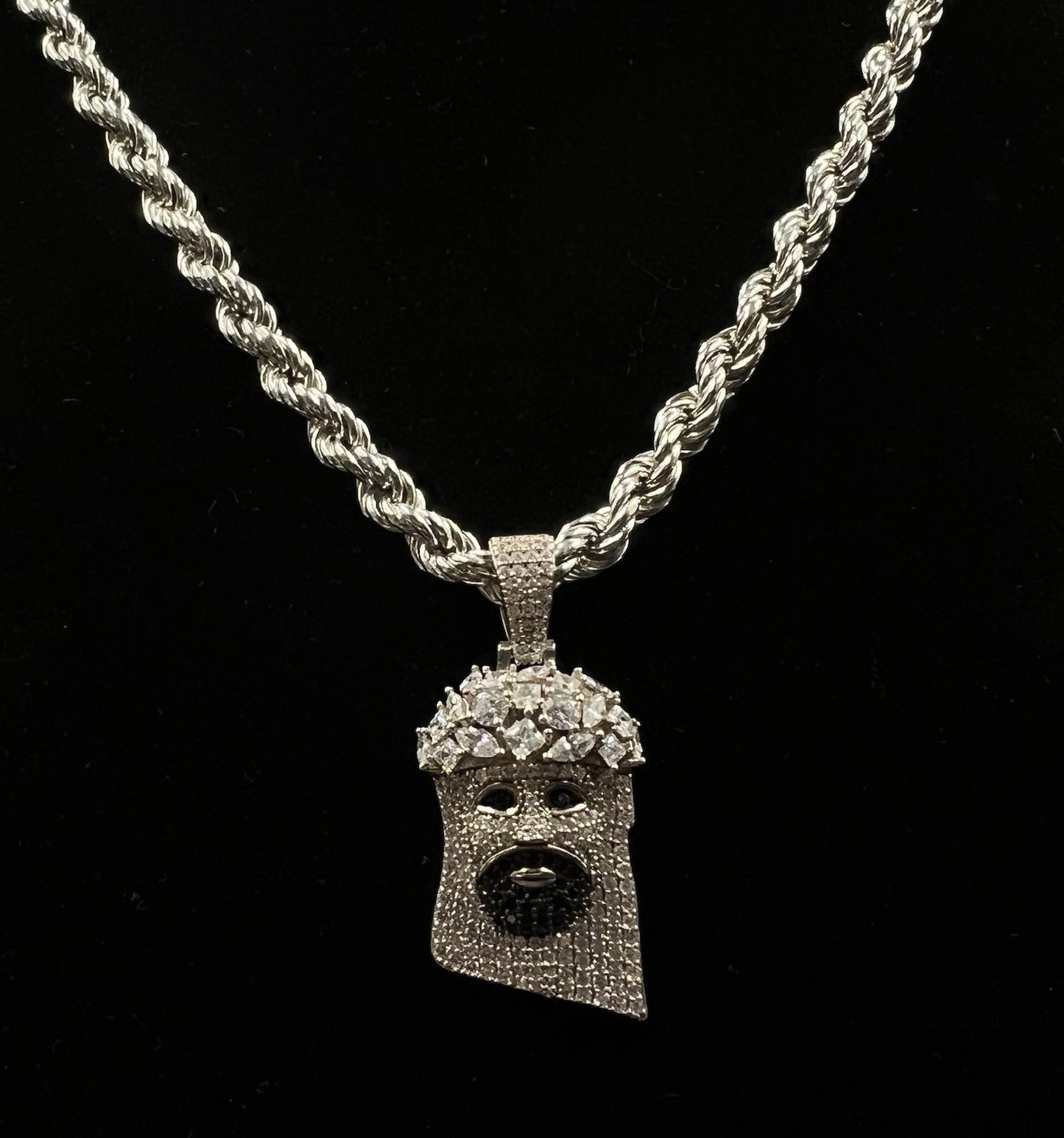 .84” x 1.8” 925 Semi-Solid Sterling Silver Jesus Face Pendant 11.44g 7.5MM Bail