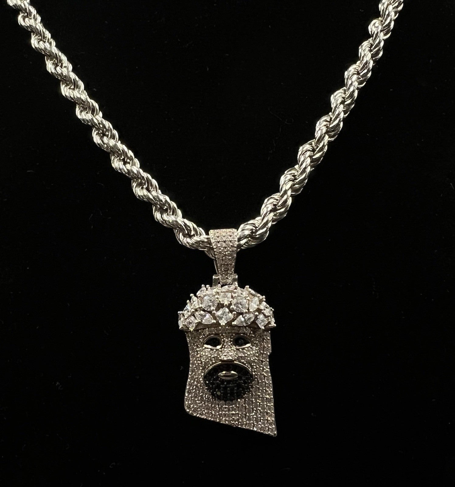 .84” x 1.8” 925 Semi-Solid Sterling Silver Jesus Face Pendant 11.44g 7.5MM Bail