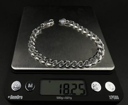8” 925 Solid Sterling Silver Diamond Cut Cuban Bracelet 18.25g | 7.5MM | Lobster