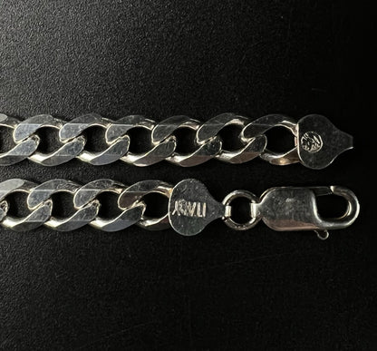 24” 925 Solid Sterling Silver Diamond Cut Cuban Chain | 52.65g | 7.6MM | Italy |