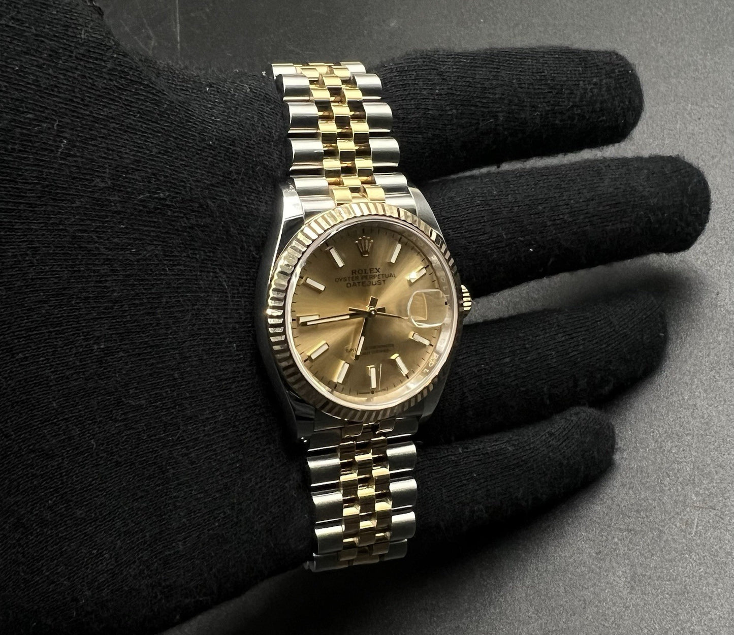 Rolex Datejust 36mm 126233 Champagne Dial 2021 Jubilee Two-Tone 18k SS Box Card
