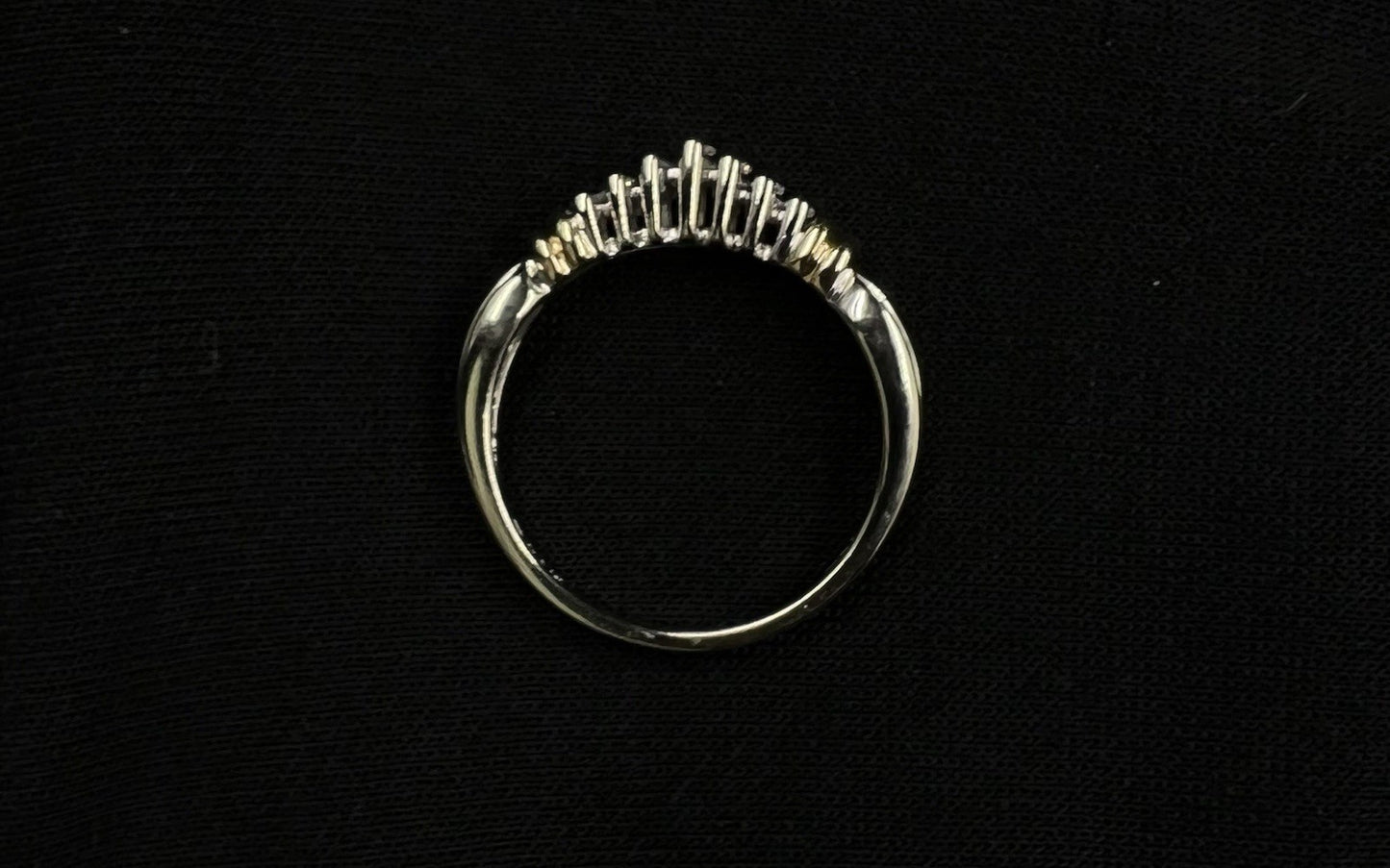14K Solid Two-Tone Gold Natural Diamond Graduated Cluster Ring | 3.51g | Size 8