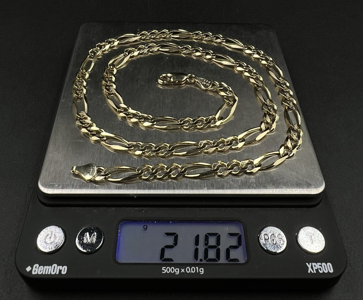 22.25” 10K Solid Yellow Gold Diamond Cut Figaro Chain | 21.81g | 6mm | Lobster |