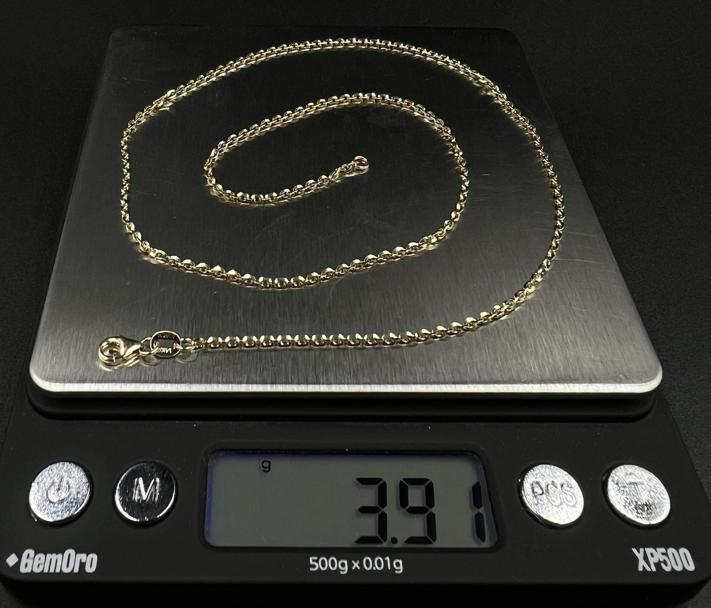 18” 14K Semi-Solid Yellow Gold Cable Chain 3.9g | 1.6MM | Italy | Lobster Clasp