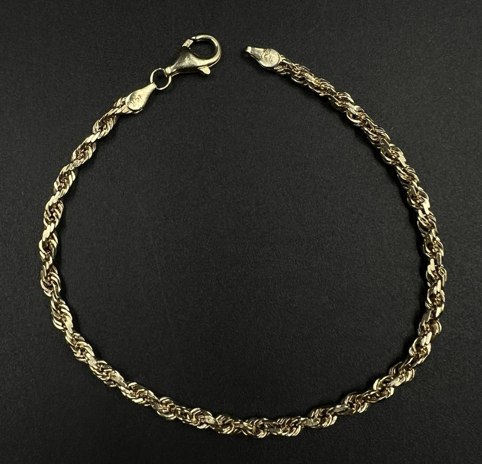 8.5” 14K Solid Yellow Gold Diamond Cut Rope Bracelet | 9.2g | 3.7MM | Lobster |