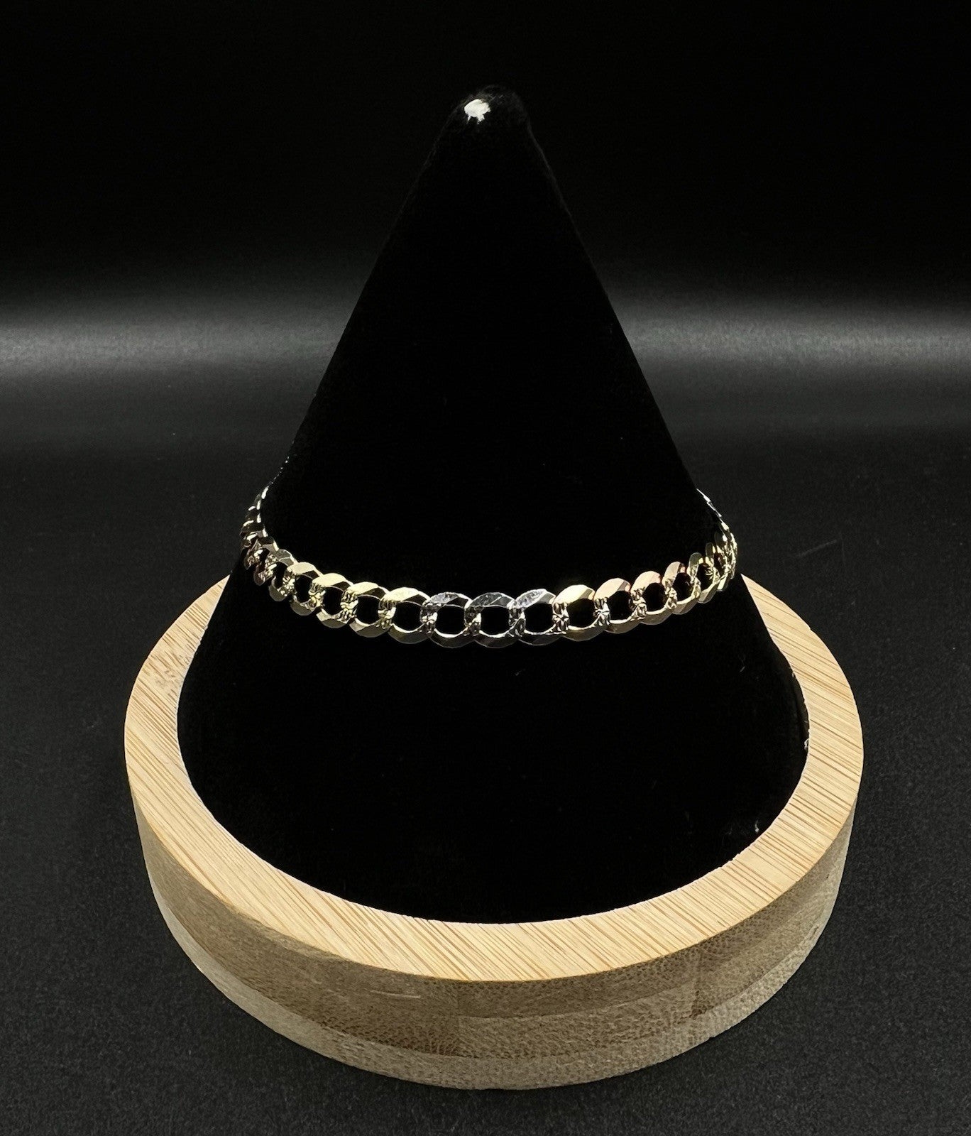 7.25” 14K Semi-Solid Tri-Tone Gold Diamond Cut Curb Bracelet | 6.36g | 5.6MM |