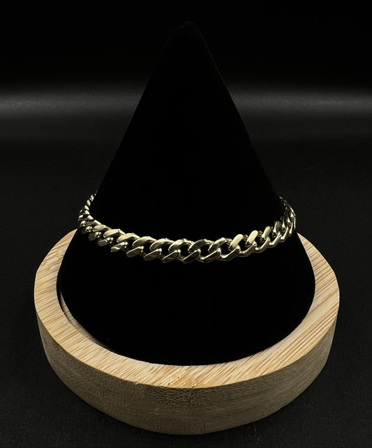 8” 10K Hollow Yellow Gold Monaco Cuban Bracelet | 6.36g | 6mm | CZ Box Clasp |