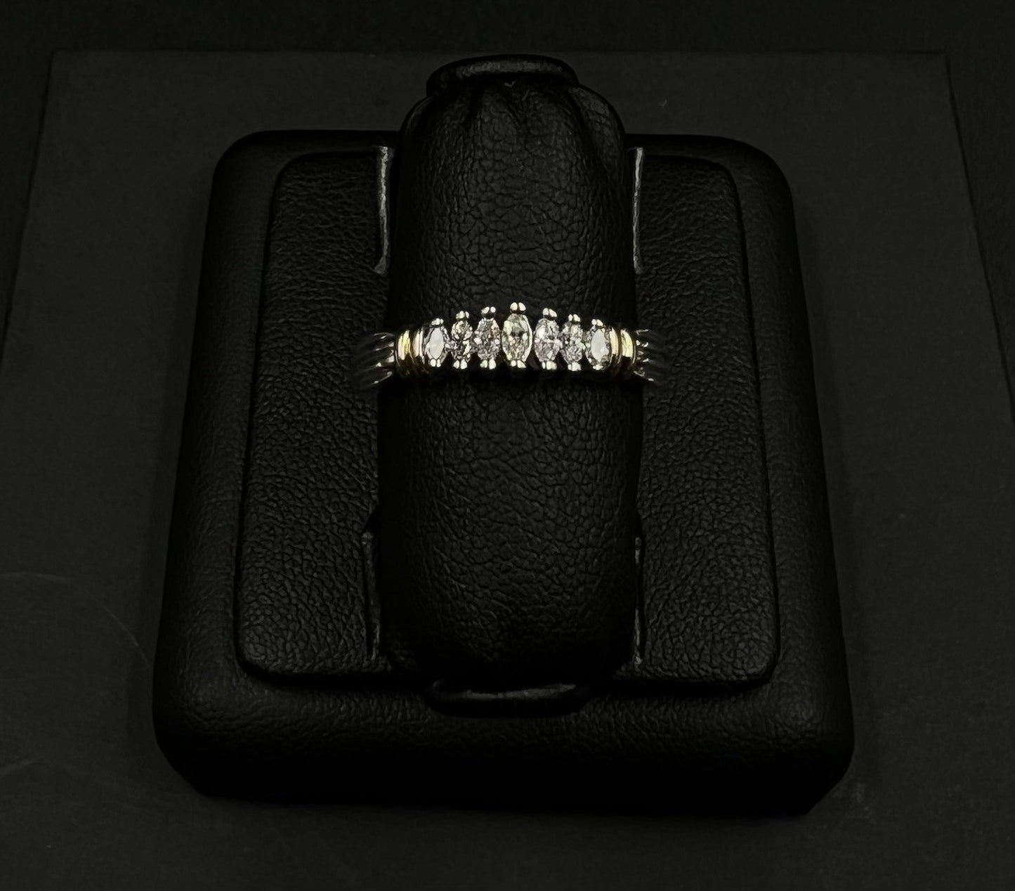 14K Solid Two-Tone Gold Natural Diamond Graduated Cluster Ring | 3.51g | Size 8