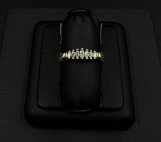 14K Solid Two-Tone Gold Natural Diamond Graduated Cluster Ring | 3.51g | Size 8