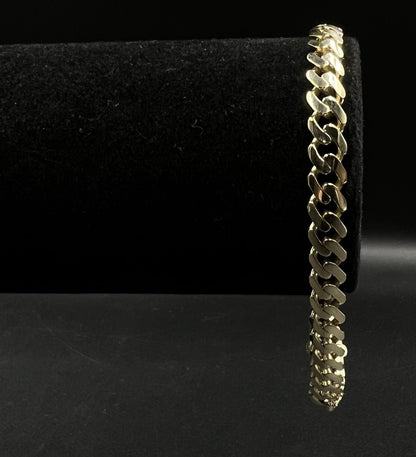 8” 14K Semi-Solid Yellow Gold Monaco Cuban Bracelet 10.17g | 6.7mm CZ Box Clasp