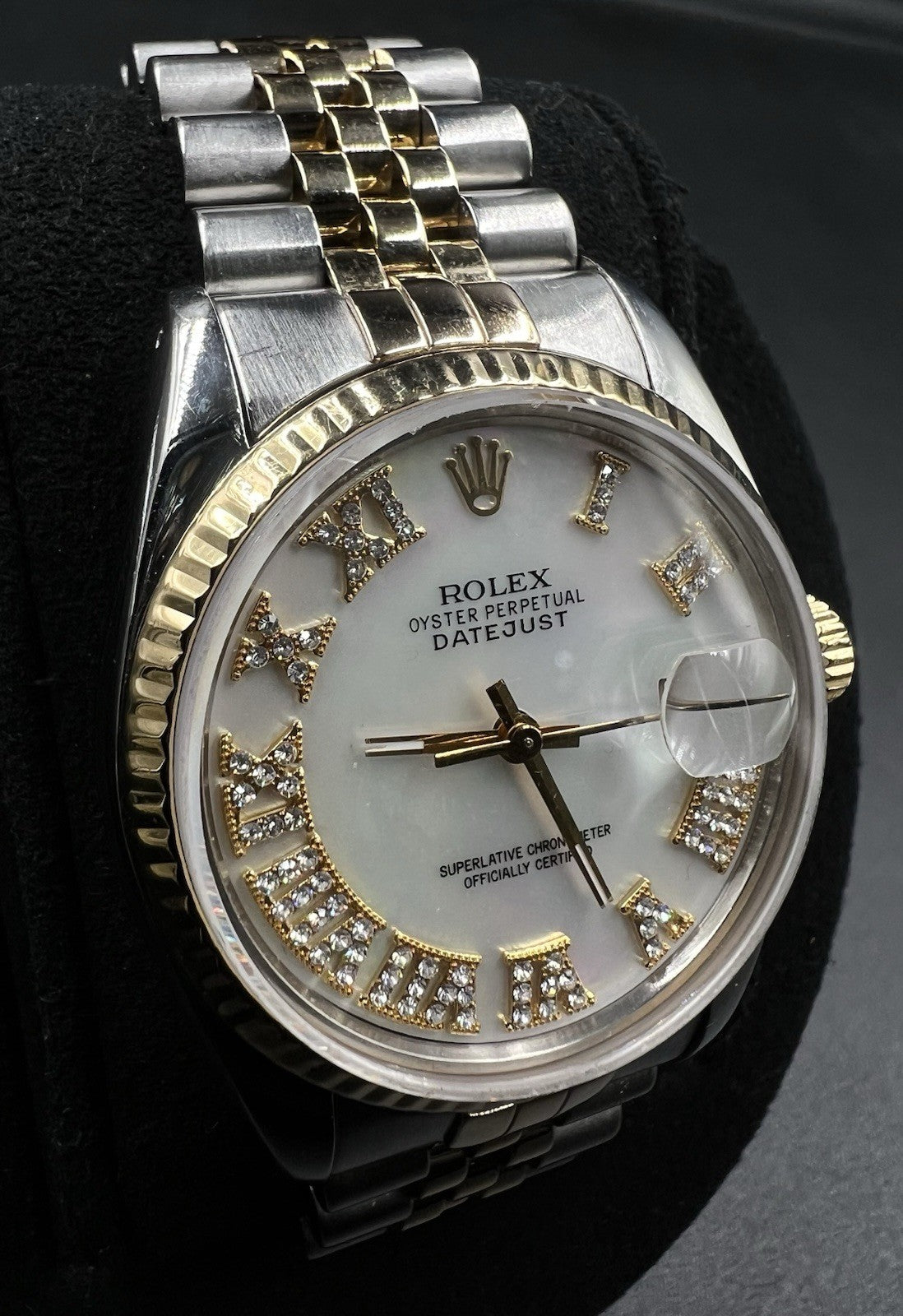 Rolex Datejust 16013 36mm Two Tone Jubilee MOP Diamond Roman Dial Quickset Watch