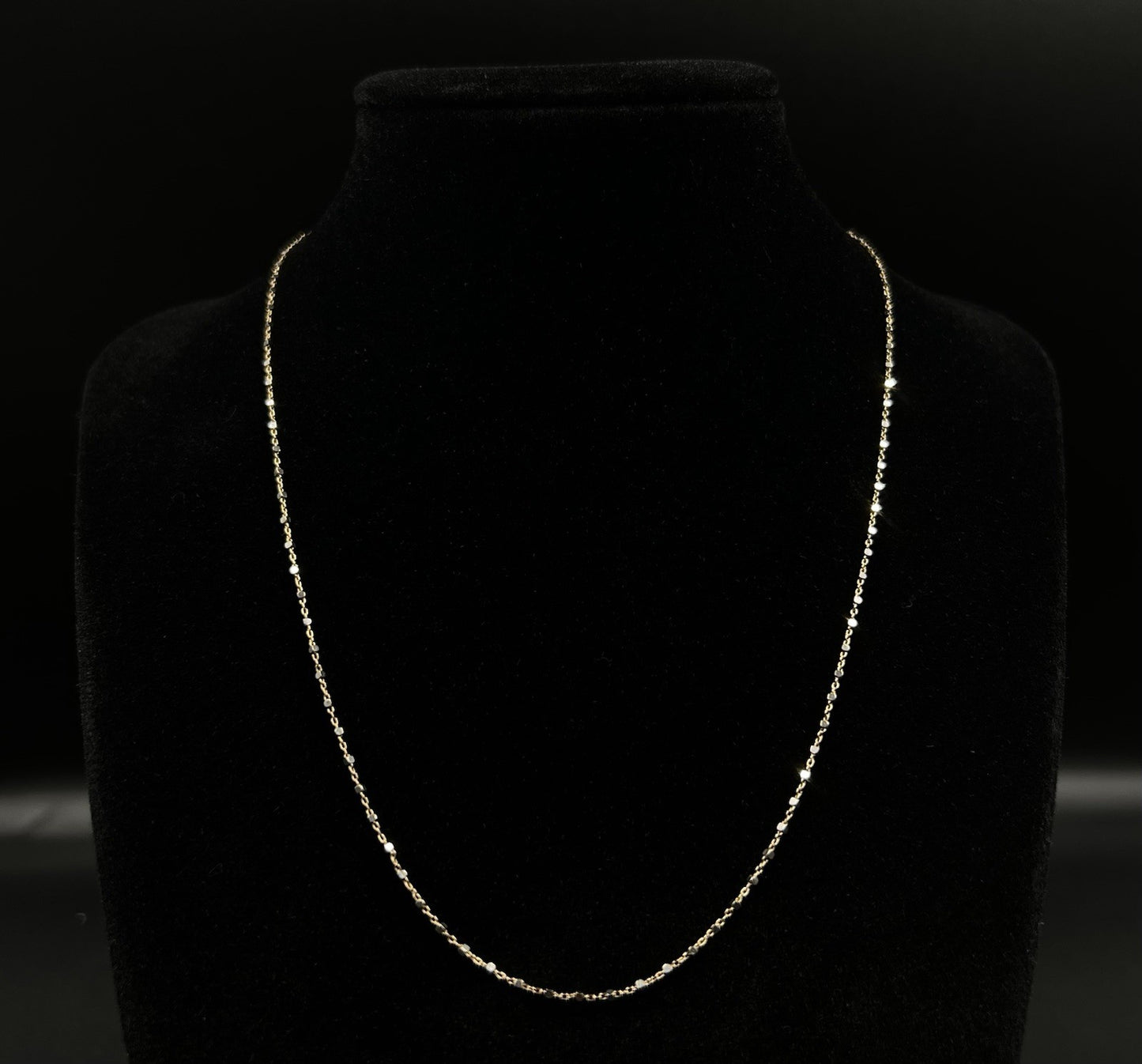 17” 10K Solid Yellow Gold Station Bead Chain | 1.96g | 1MM | Lobster Clasp |
