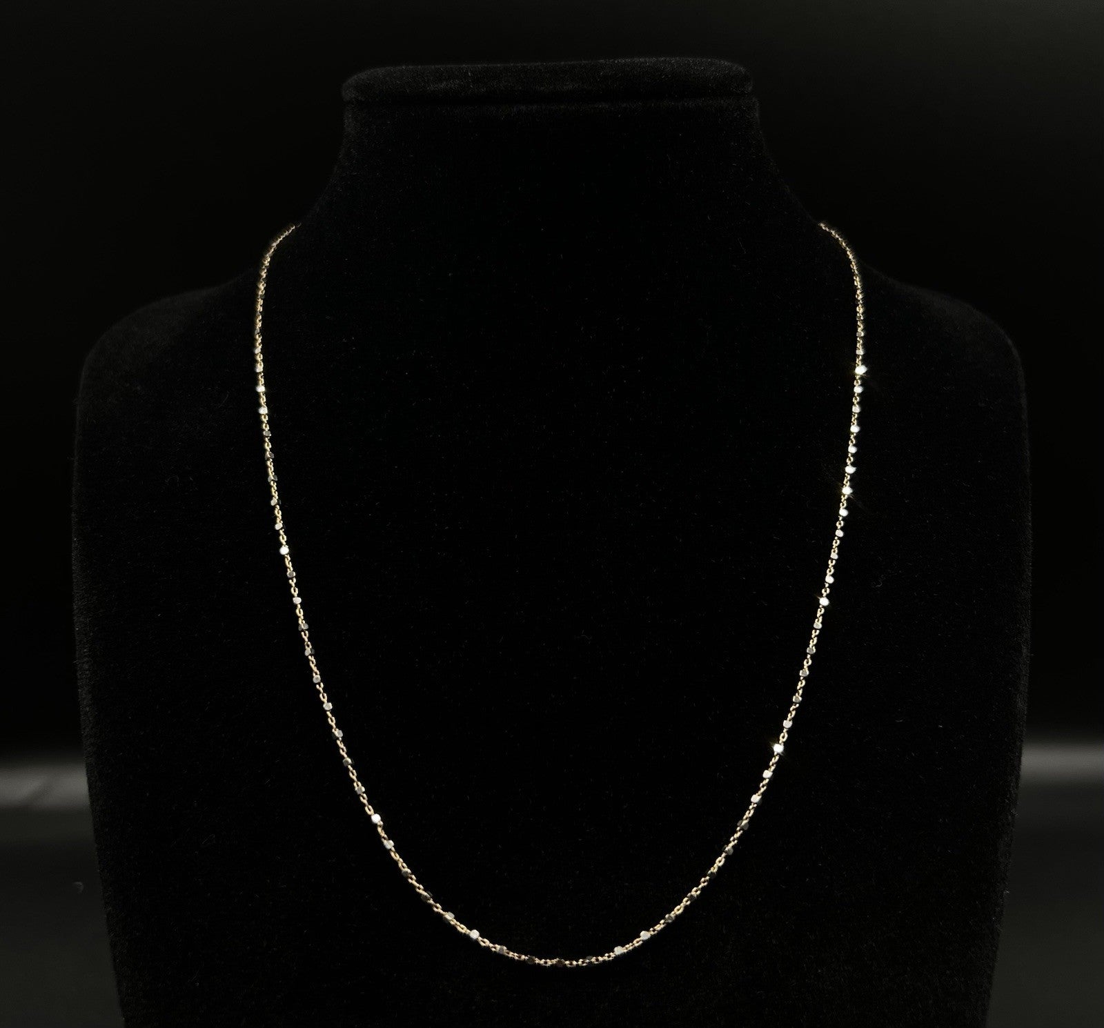 17” 10K Solid Yellow Gold Station Bead Chain | 1.96g | 1MM | Lobster Clasp |