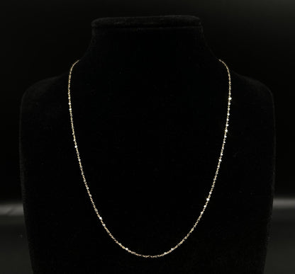 17” 10K Solid Yellow Gold Station Bead Chain | 1.96g | 1MM | Lobster Clasp |